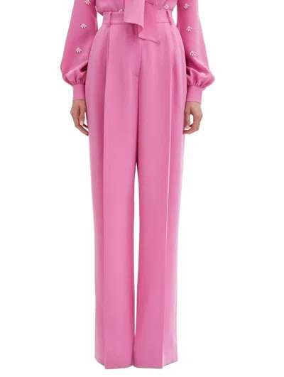 Oscar De La Renta Wide Leg Silk Georgette Pants In Roh In Multi