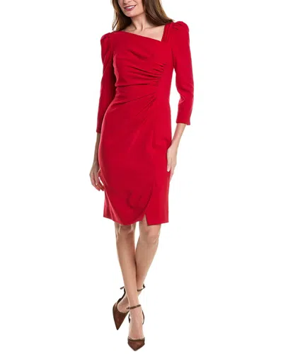 Teri Jon By Rickie Freeman Shirred Sheath Dress In Red