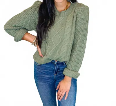 Another Love Priya Vineyard Cable Knit Sweater In Green In Multi