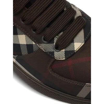 Burberry Check-pattern Lace-up Sneakers In Brown