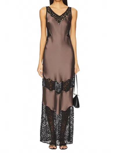 Simkhai Lacey Slip Dress In Mocha Multi In Black