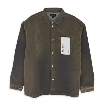 Purple Brand Ls Flocked Shirt Jacket Green Denim Jackets In Green