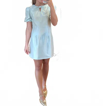 B.right Keyhole Gathered Neck Puff Sleeve Mini Dress In Mint In Green