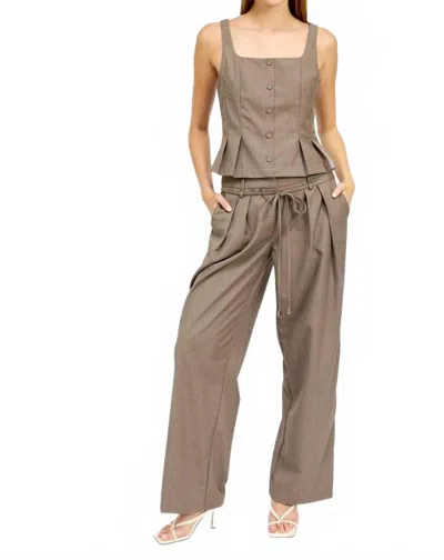En Saison Mirabella Wide Leg Trouser In Toast In Gray