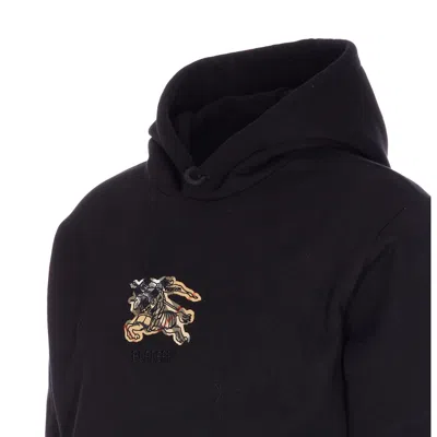 Burberry Hoodie With Front Pocket And Ribbed Cuffs In Blue