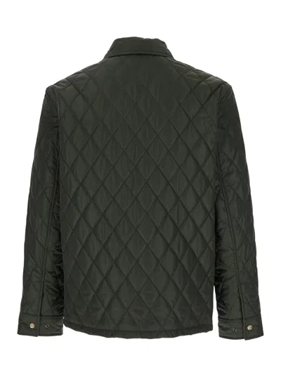 Burberry Men Green Quilted Jacket With Classic Collar In Tech Fabric Man In Black