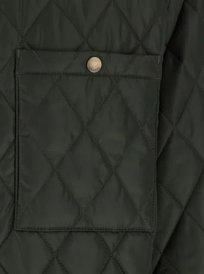 Burberry Men Green Quilted Jacket With Classic Collar In Tech Fabric Man In Black