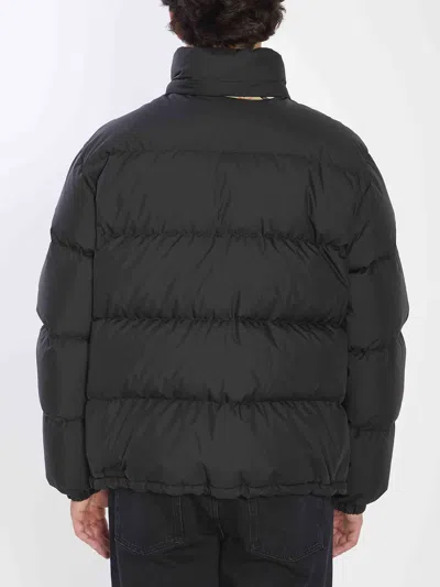 Burberry Snowdon Down Jacket With Check Profile In Black