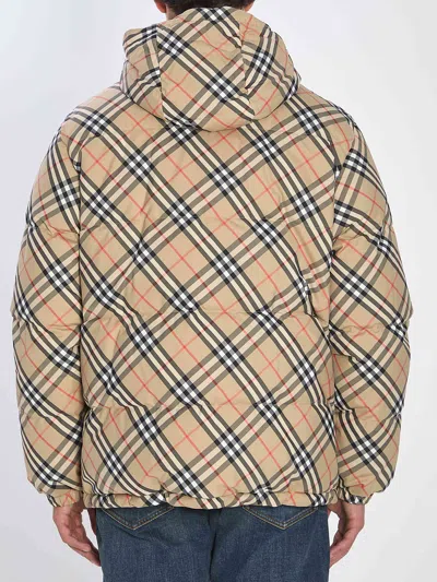 Burberry Men Reversible Check Puffer Jacket In Brown