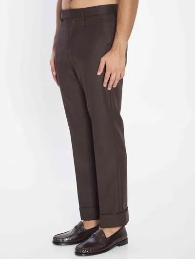 Burberry Straight Trousers With Cuffed Hem And Pockets In Brown