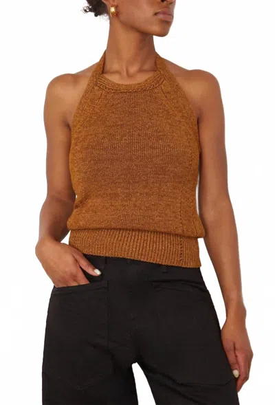 Proenza Schouler Leona Top In Viscose Ribbon Knit In Ochre In Brown