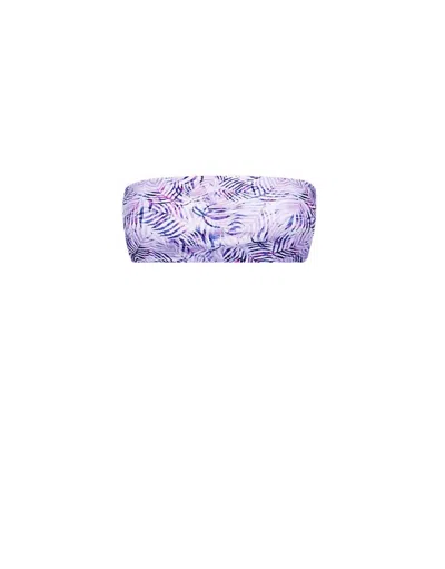 Lia Sahara Women's Bandeau Bikini Top In Lilac Palms In Multi