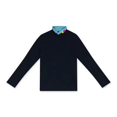 Yuki Hashimoto Navy Monitor Turtleneck Sweater In Blue