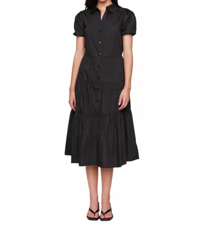 Charlie B Short Sleeve Tiered Maxi Dress In Black In Black