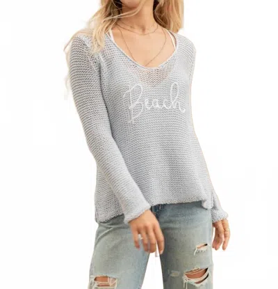 Wooden Ships Beach Maui V Cotton Sweater In Slipstream // Breaker White In Gray