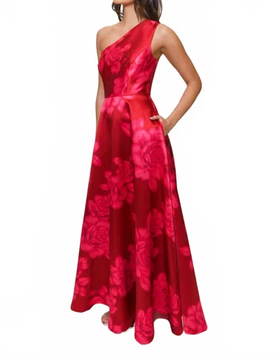Hutch Cassandra One Shoulder Floral Long Dress In Multi