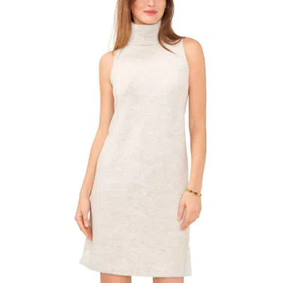 Msk Turtleneck Knit Mini Sweaterdress In Heathered Oatmeal In White