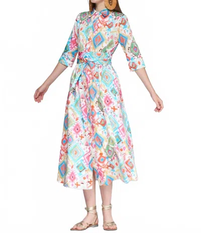 Vilagallo Brenda Dress In Turquoise And Coral In Multi