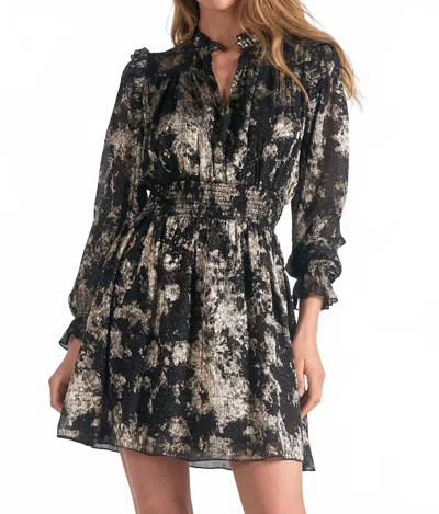 Elan V Neck A Line Mini Dress In Black