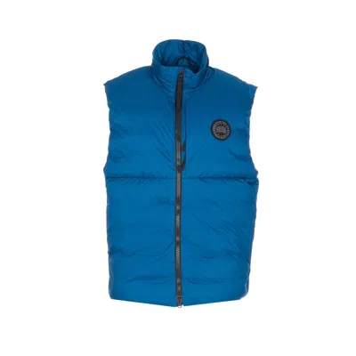 Canada Goose High Neck Sleeveless Quilted Jacket With Pockets In Blue