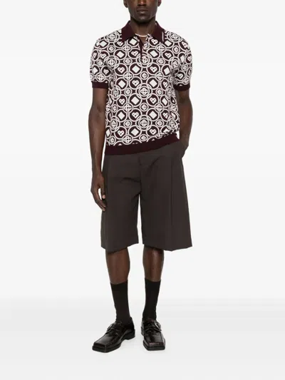 Casablanca Monogram Knit Short-sleeved Polo T-shirt In Multi