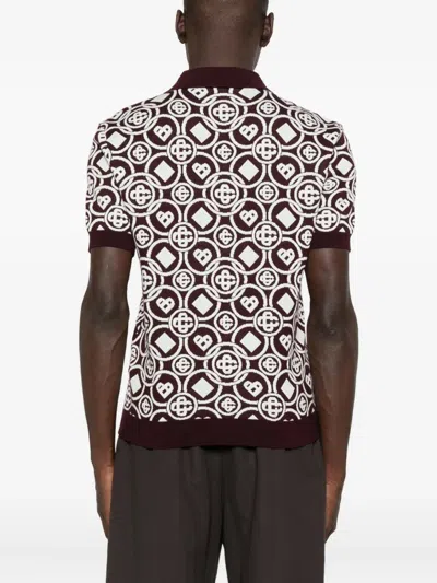 Casablanca Monogram Knit Short-sleeved Polo T-shirt In Multi