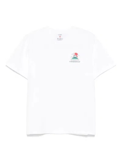 Casablanca Montagne Ondulée Logo-print Cotton-jersey T-shirt In White