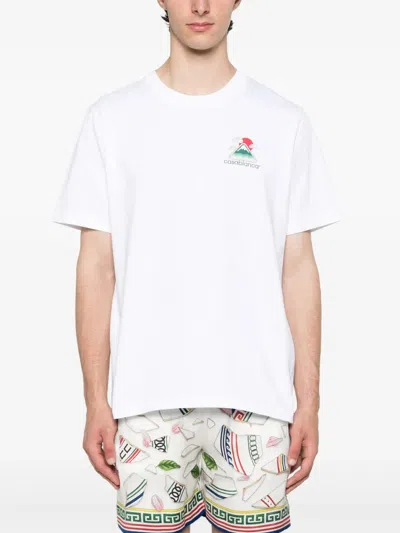 Casablanca Montagne Ondulée Logo-print Cotton-jersey T-shirt In White