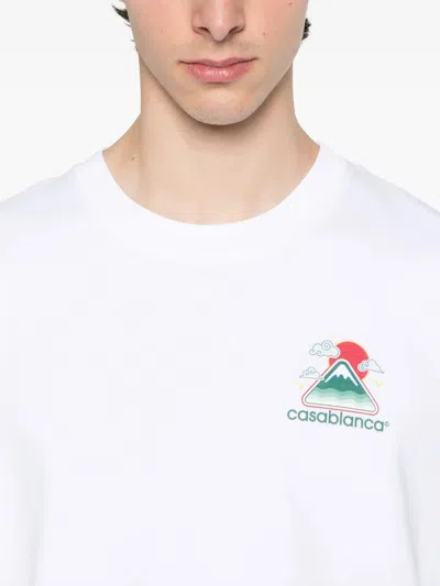 Casablanca Montagne Ondulée Logo-print Cotton-jersey T-shirt In White