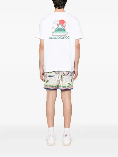 Casablanca Montagne Ondulée Logo-print Cotton-jersey T-shirt In White