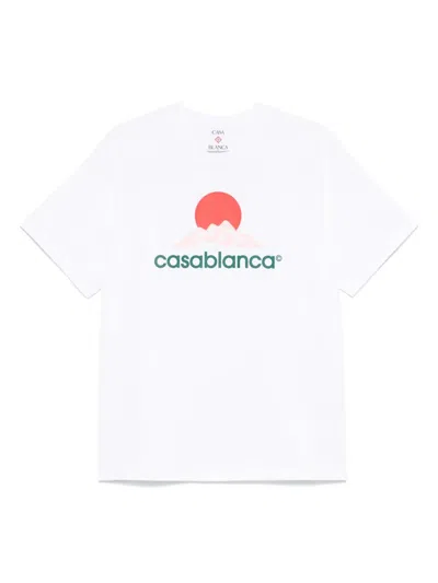 Casablanca Graphic Print Crew Neck T-shirt With Straight Hem In White