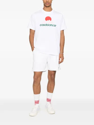 Casablanca Graphic Print Crew Neck T-shirt With Straight Hem In White