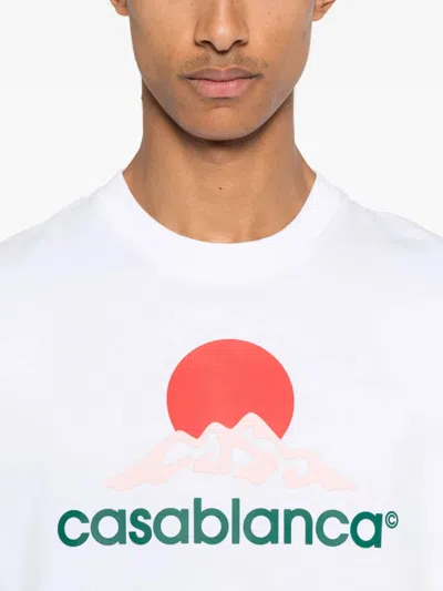 Casablanca Graphic Print Crew Neck T-shirt With Straight Hem In White