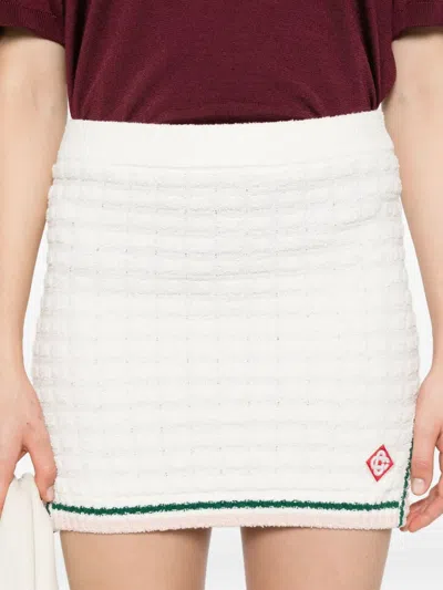 Casablanca Cotton Skirt With Striped Trim In White