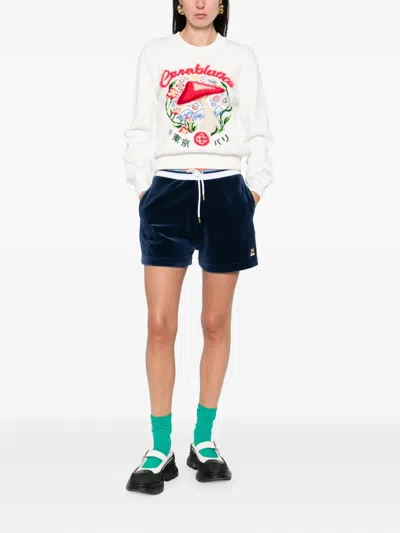 Casablanca Crewneck Sweater With Mushroom Embroidery In Multi