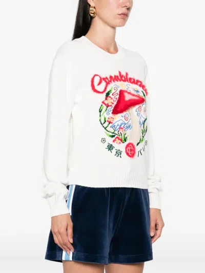 Casablanca Crewneck Sweater With Mushroom Embroidery In Multi