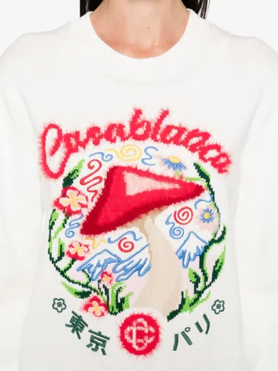 Casablanca Crewneck Sweater With Mushroom Embroidery In Multi