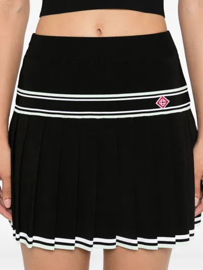 Casablanca Women Pleated Viscose Miniskirt In Black