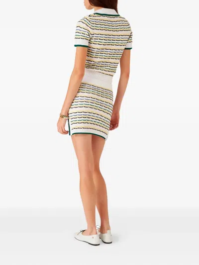 Casablanca Contrasting Ribbed Hem Short Sleeves V-neck In Multi