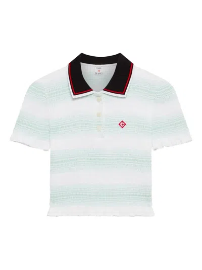 Casablanca Short-sleeved Cotton Sweater With Contrasting Details In Green