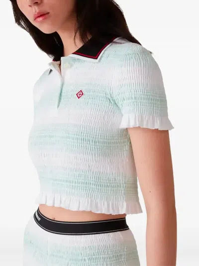 Casablanca Short-sleeved Cotton Sweater With Contrasting Details In Green