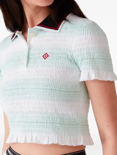 Casablanca Short-sleeved Cotton Sweater With Contrasting Details In Green
