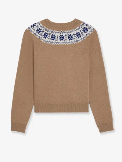 Celine Crew Neck Sweater In Fair Isle Cashmere In Brown