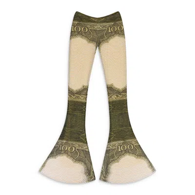 Jean Paul Gaultier Green Mesh Flared "cartouche" Print Pants In Green