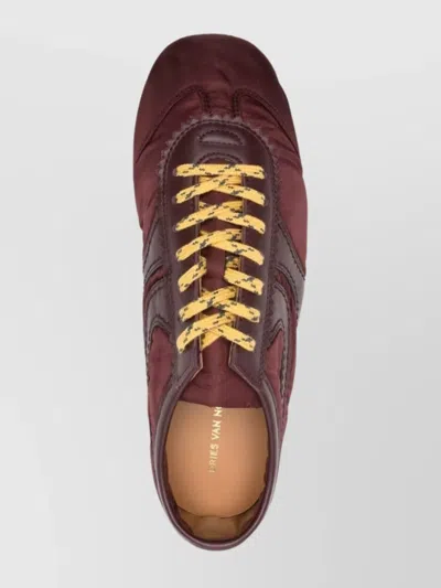 Dries Van Noten Low-top Nylon Running Sneakers With Leather Inserts In Multi
