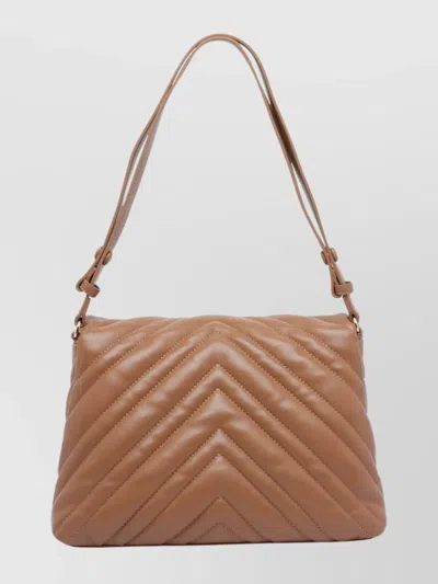 Liu •jo Medium Grigio Handbag With Quilted Chevron Design In Brown