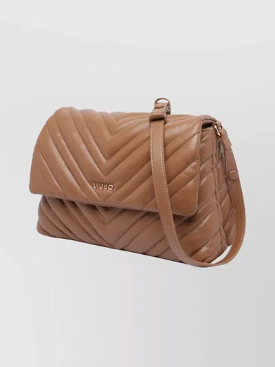 Liu •jo Medium Grigio Handbag With Quilted Chevron Design In Brown