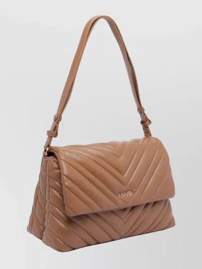 Liu •jo Medium Grigio Handbag With Quilted Chevron Design In Brown