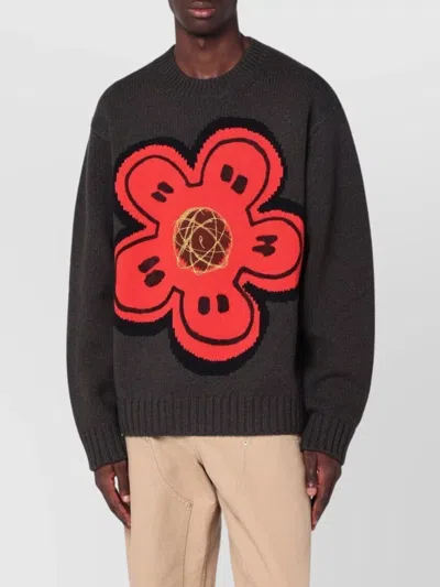Kenzo Boke Flower Cotton Blend Sweater In Black