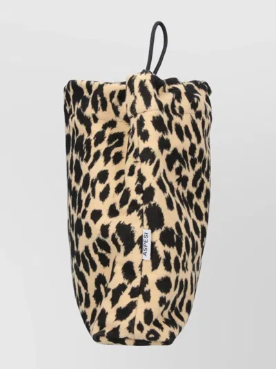 Aspesi Top Handle Clutch Bag With Leopard Print
